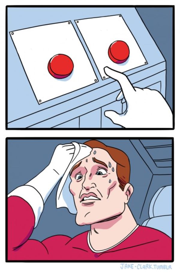 Two Buttons meme about Better Booch